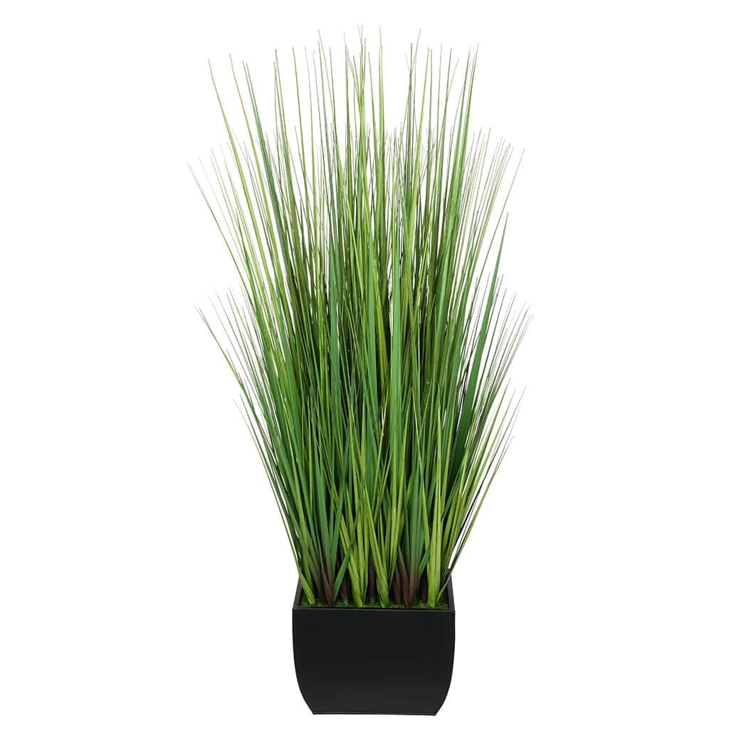 Faux PVC Grass in X-Large Rectangle Zinc Vase