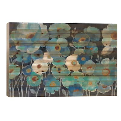Indigo Flowers I Print On Wood by Silvia Vassileva - Multi-Color