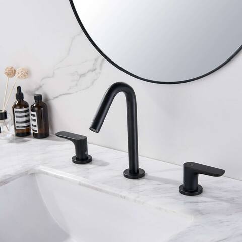 8 Inchs Widespread Bathroom Faucet 3 Holes Bathroom Sink Faucet Matte Black Double Handle Modern Basin Vanity Faucets Taps