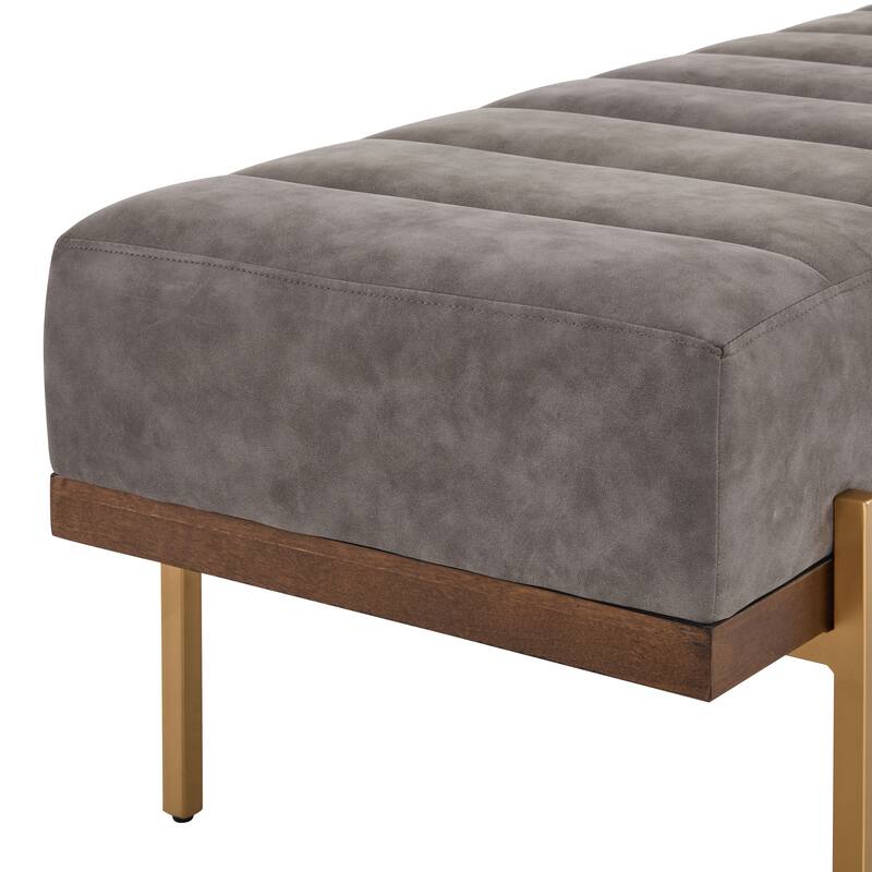 Christopher Knight Home - Sunfay Modern Channel Tufted Bench with Gold Base for Stylish Home Accents