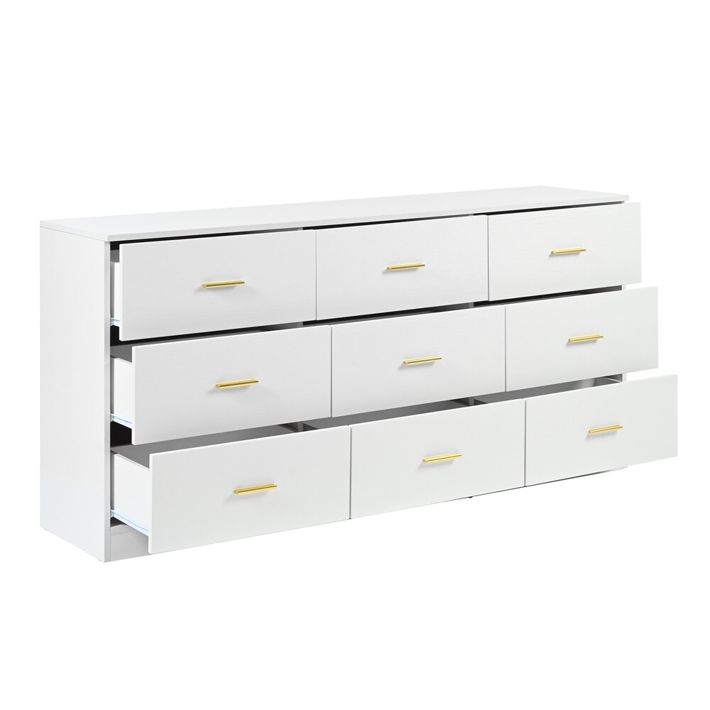 Modern 9-Drawer Horizontal Dresser, Storage Wide Chest of Drawers for  Bedroom - Overstock - 42511534