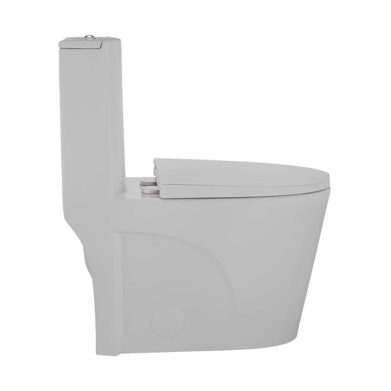 Angers One-Piece Elongated Toilet Vortex Dual-Flush 1.1/1.6 Gpf In Matte Grey - 26.7" x 16.1" 30.9"
