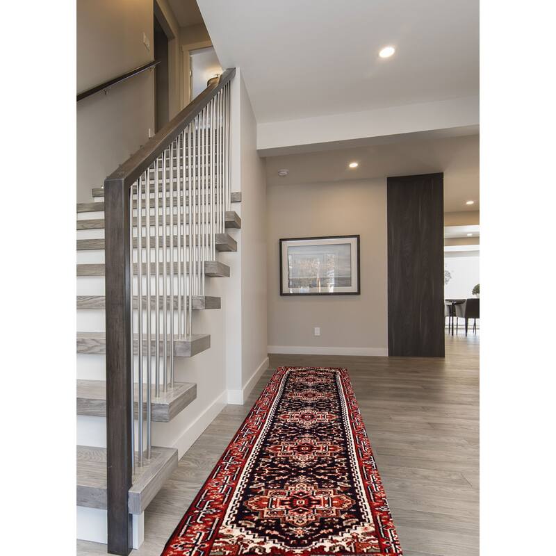 ECARPETGALLERY Hand-knotted Serapi Heritage Dark Navy Wool Rug - 2'6 x 17'9