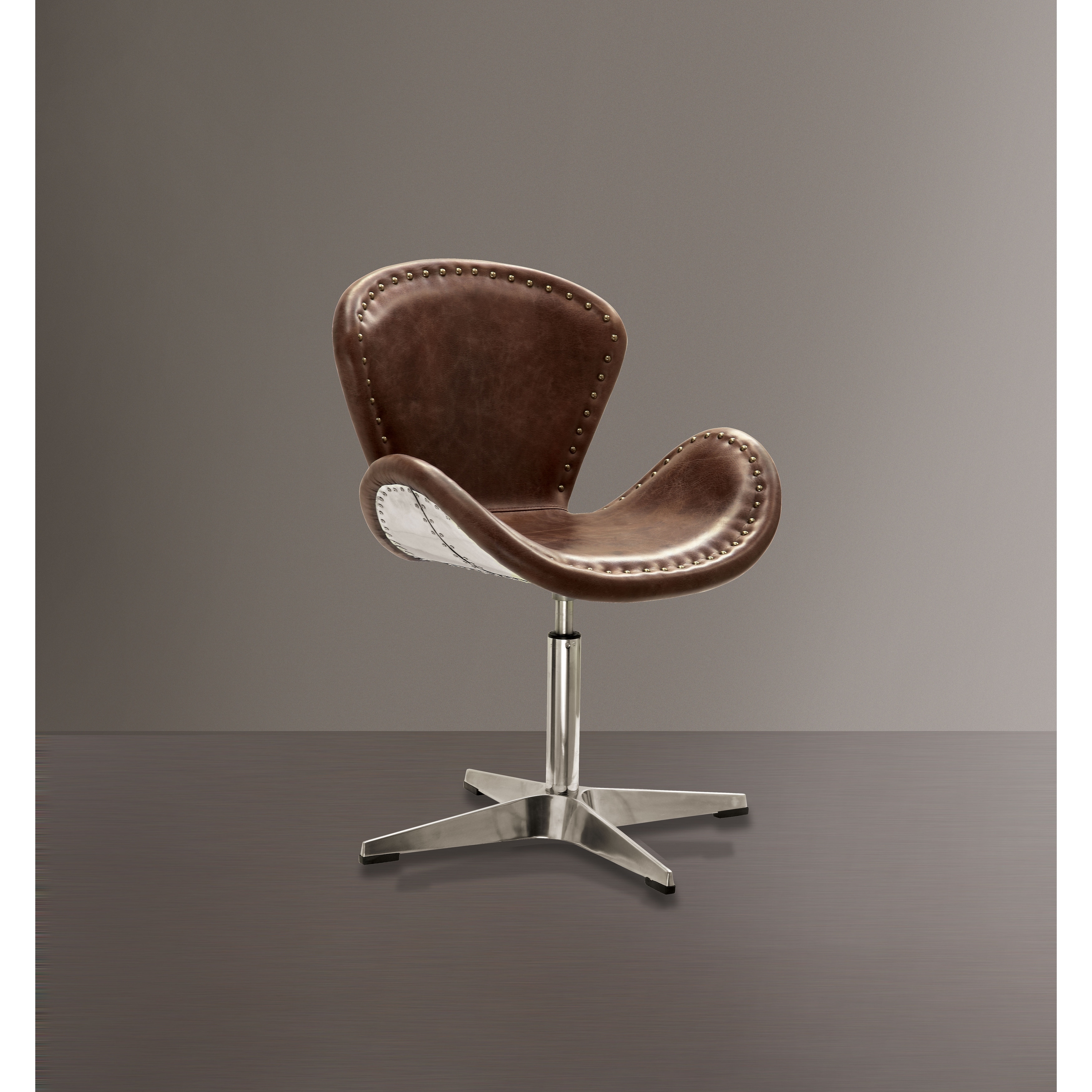 Bailee Retro Brown and Chrome Bucket Seat Accent Chair