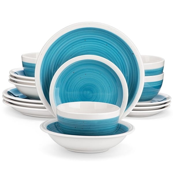 Vancasso Serie Pluvo – Servizio Piatti In Stoneware 16 Pezzi Per 4 Persone – Vintage Colorato, Adatto A Microonde E Lavastoviglie