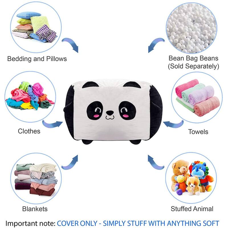 Stuffed Animal Storage Bean Bag Chair Cover only for Kids, Toy Holder