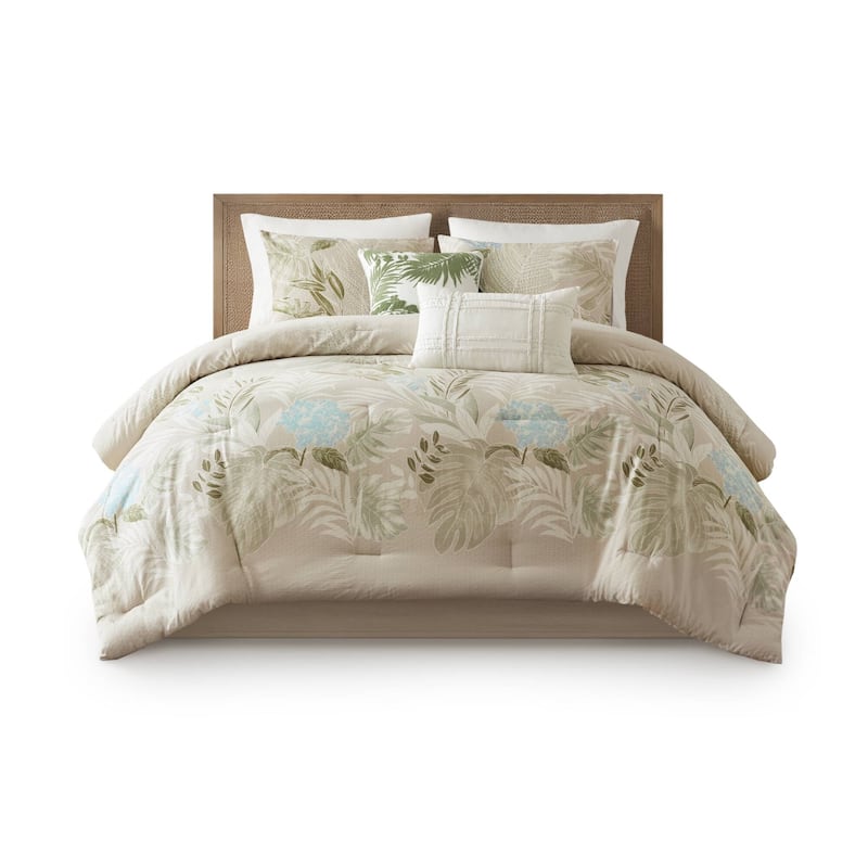 Harbor House Kiawah Island 6 Piece Oversized Cotton Comforter Set with Throw Pillow