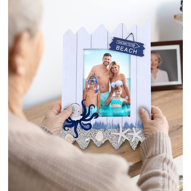 CoTa Global Ocean Blue Octopus Nautical Photo Frame for Tabletop - 12.5″Lx8.5″Wx0.5″H