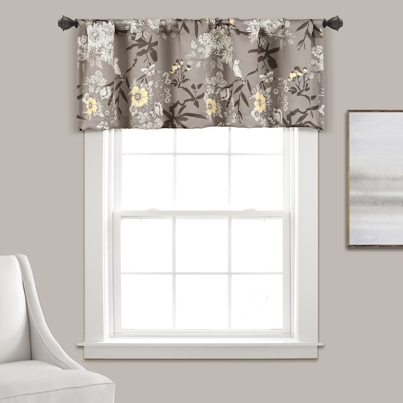 Lush Decor Botanical Garden Light Filtering Window Curtain Valance - 18" x 52" - Gray
