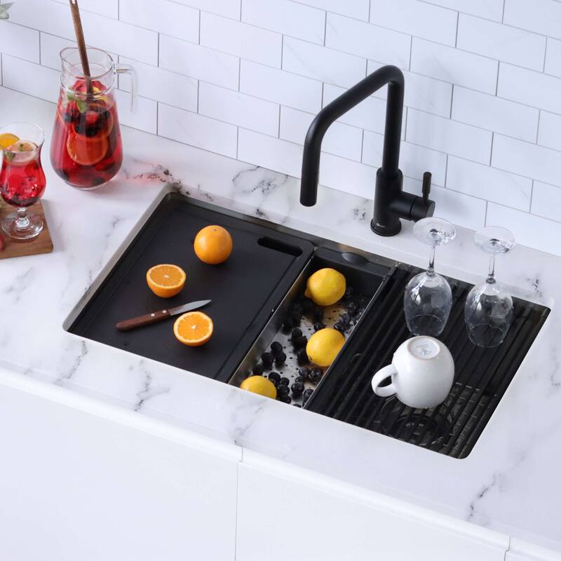 Dual-Mount Stainless Steel Workstation Kitchen Sink built in Accessories