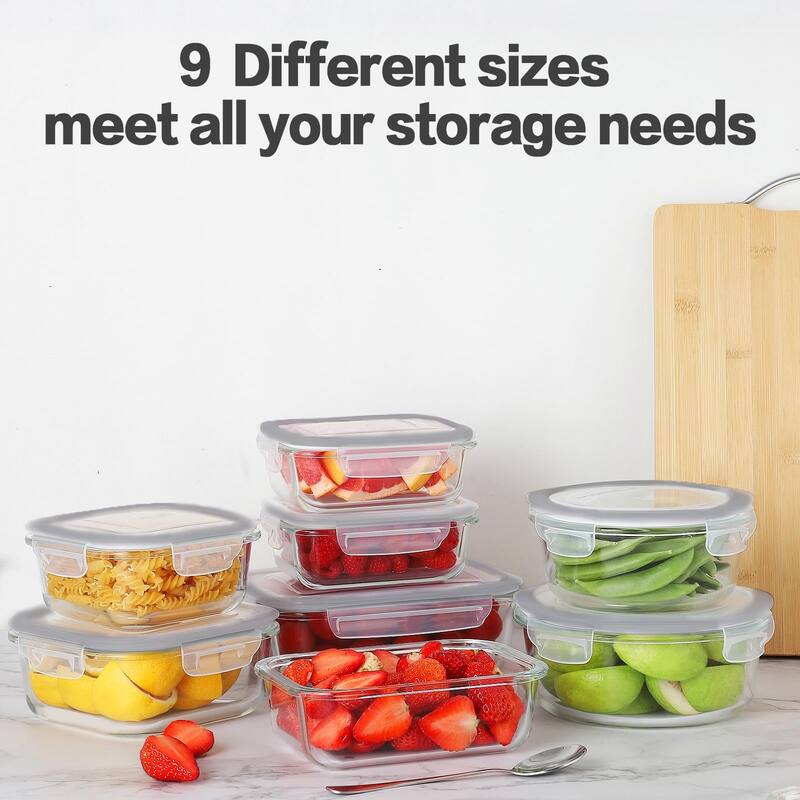 12 Sets Glass Food Storage Containers with Lids, Glass Meal Prep Containers, Airtight Glass Bento Boxes, BPA Free & Leak Proof