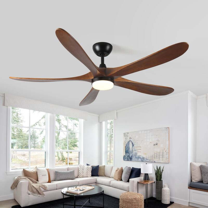 Modern Ceiling Fan Light with Lighting and 6 Speed Adjustment, Reversible DC Motor for Bedroom and Living Room - Antique brown