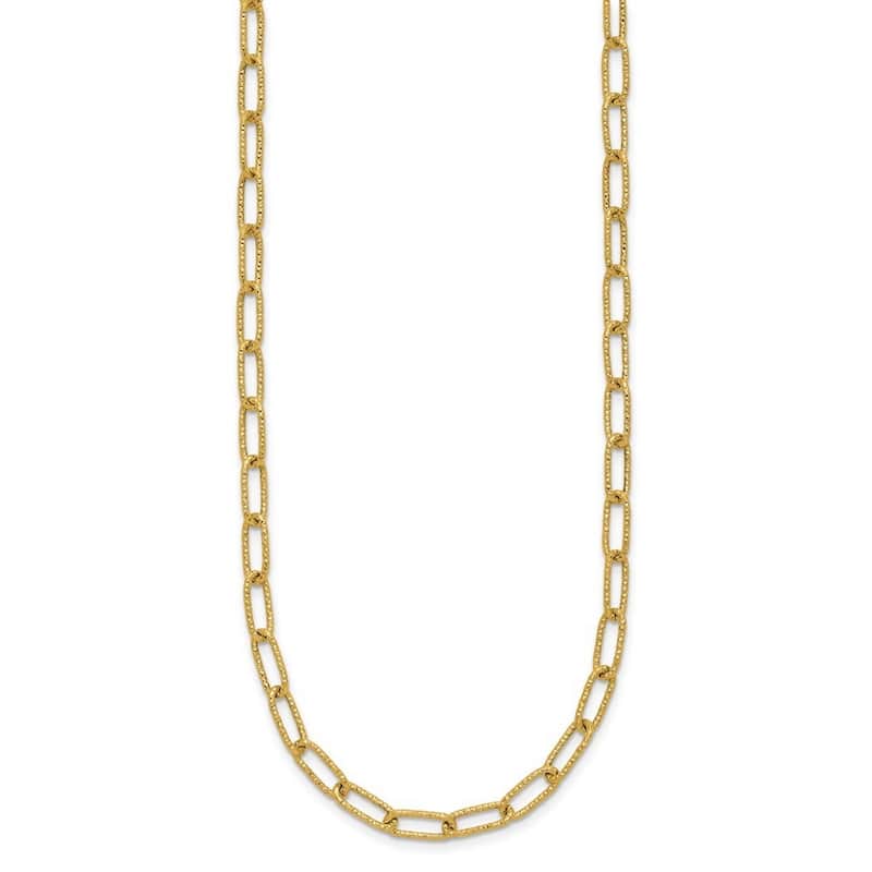 Curata 14k Yellow Gold 18" Textured Paperclip Statement Necklace