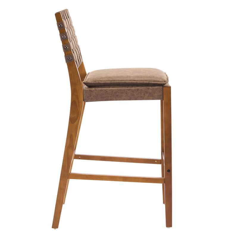 Christopher Knight Home - Rieti Industrial-Inspired Barstool Set with Crossback PU Upholstery and Wooden Frame