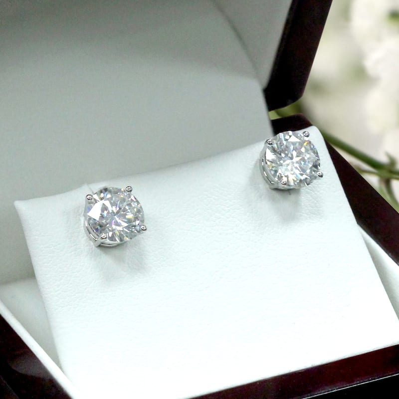Auriya 1 to 2ctw Round Diamond Stud Earrings Platinum Certified - White (H-I, SI1-SI2)