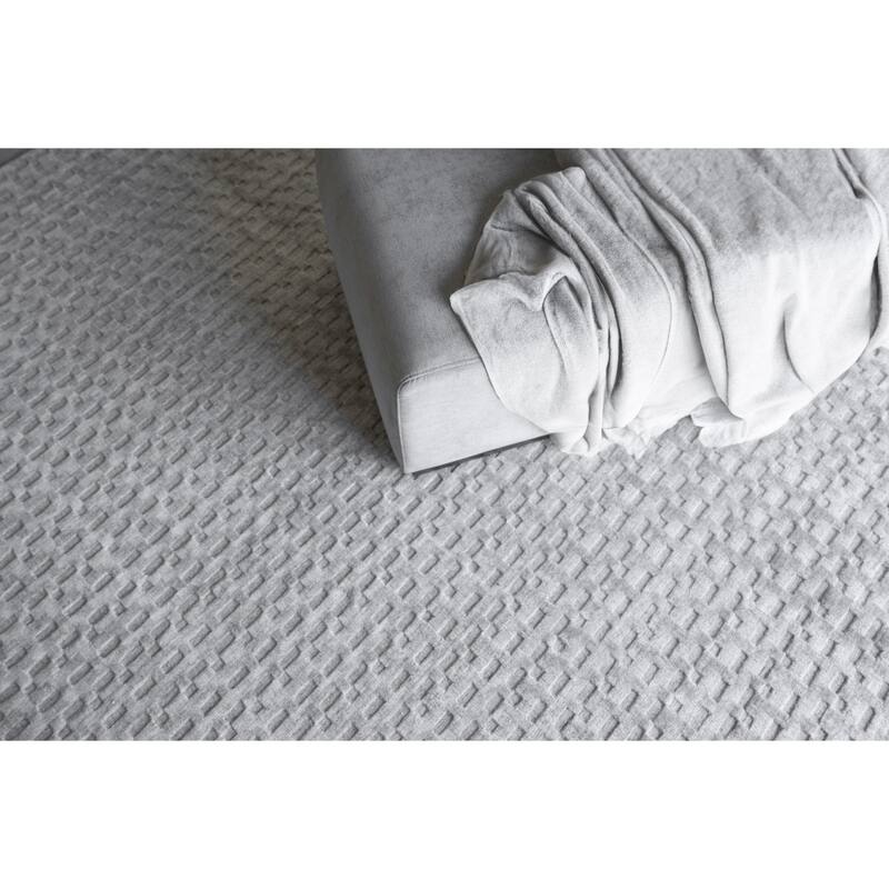 Exquisite Rugs Monroe Silk Handmade Handloomed Bamboo Silk/New Zealand Wool Light Silver Area Rug.