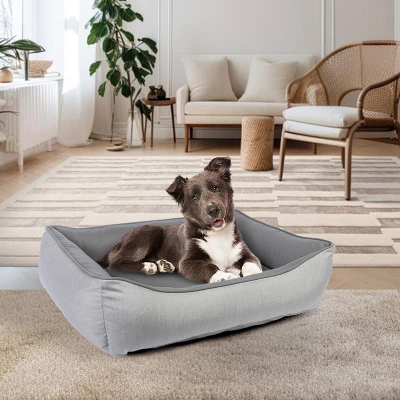 Sunbrella Indoor/Outdoor Reversible Double Sided, Cuddler Dog Bed with Bumper