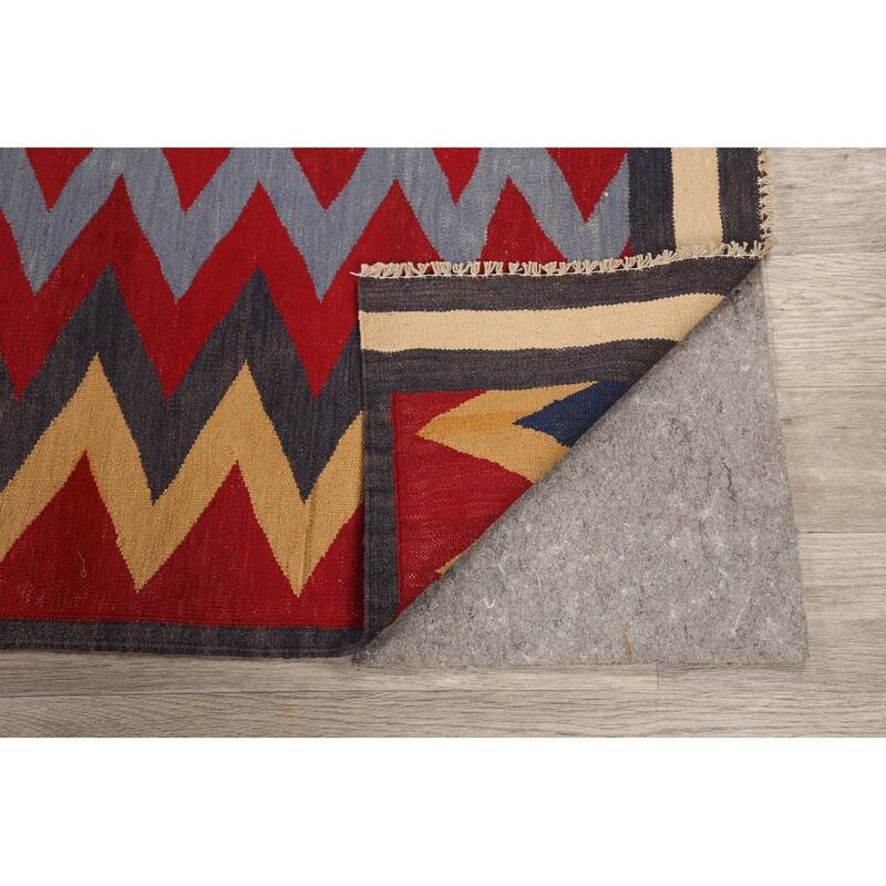 Geometric Chevron Kilim Oriental Kitchen Area Rug Wool Hand-woven - 3'1" x 6'3"