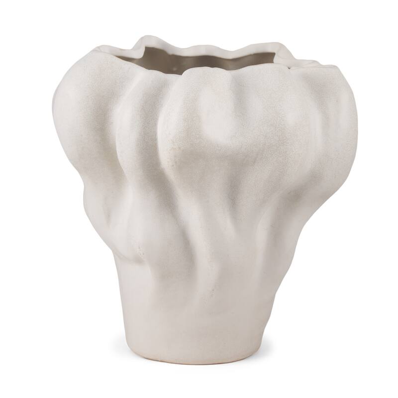 12" Cream Abstract Sculptural Ceramic Table Vase - 11.81
