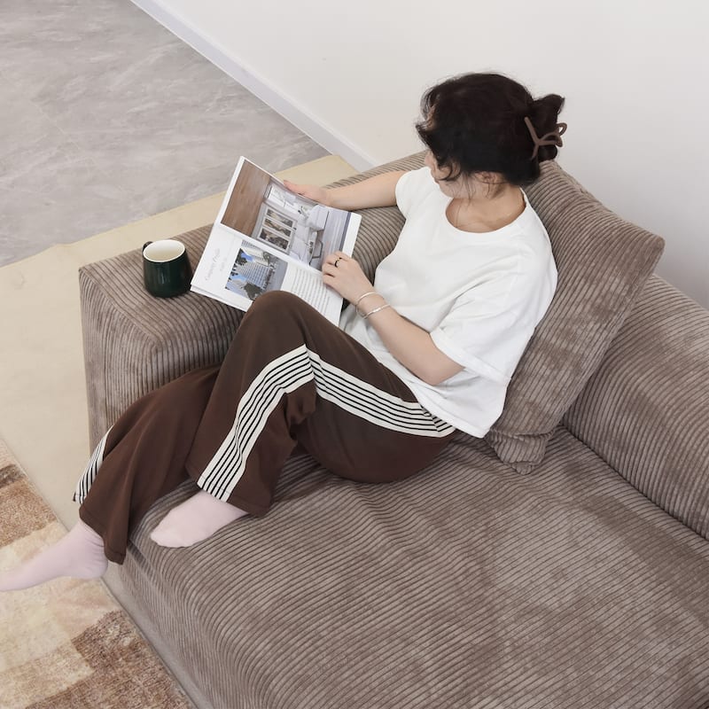 Large Corduroy Fabrics Upholstery Modular Sectional Sofa Set for Living Room