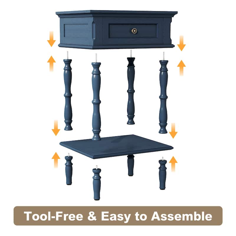 Nightstand with Built-in Charging Outlets, Minimal Assembly Needed