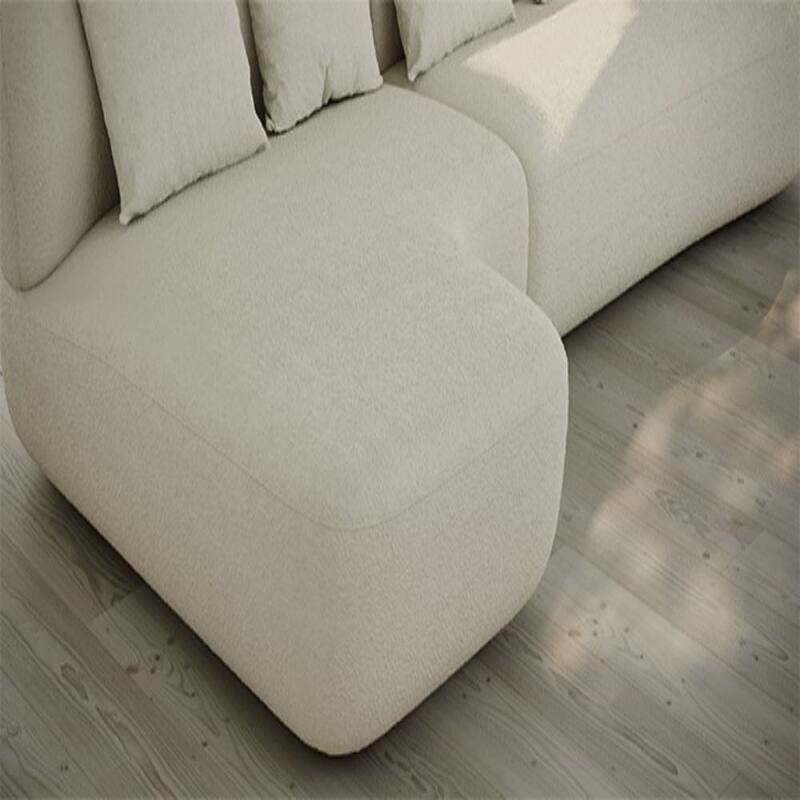 116.5" Modern High-Resilience Lamb Fleece Sectional Sofa, Pine Fram