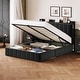 preview thumbnail 2 of 58, Bed Frame with Lift Up Storage, Upholstered Velvet Platform Bed with Storage Headboard