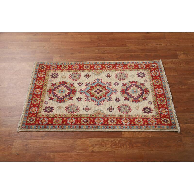 Geometric Kazak Oriental Rug Handmade Wool Carpet - 2'0"x 3'0"