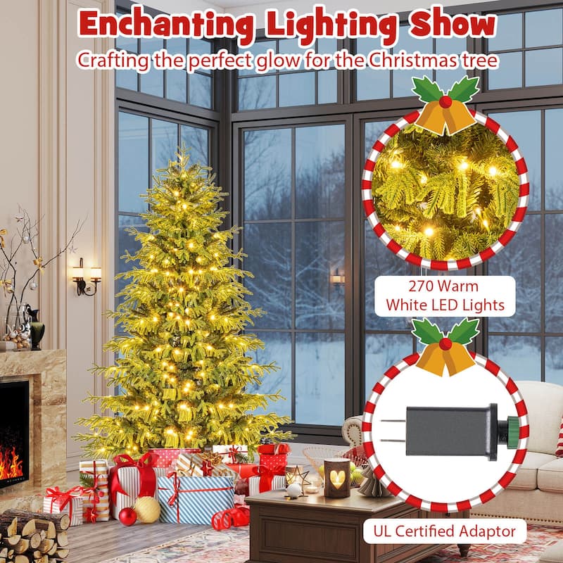 Costway 6/7/8 FT Artificial Christmas Tree with 270 LED Lights, 746 - See Details