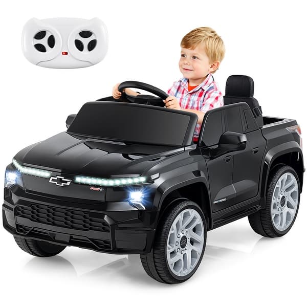 slide 2 of 20, Gymax Ride on Car 12V Licensed Chevrolet Truck Kids' Electric Vehicles Black