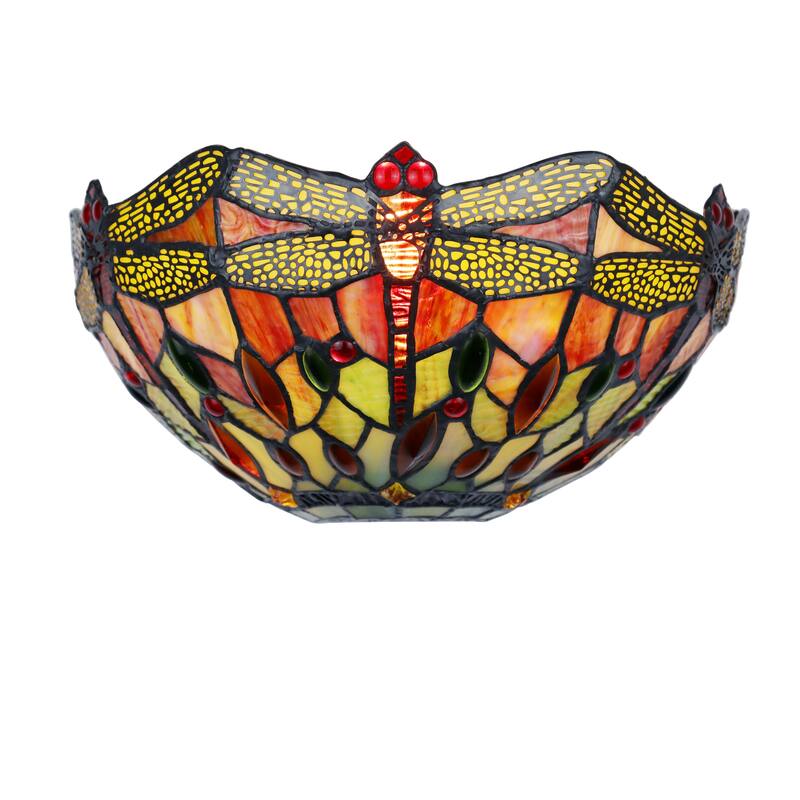 Tiffany Style Dragonfly Design 1-light Dark Bronze Wall Sconce