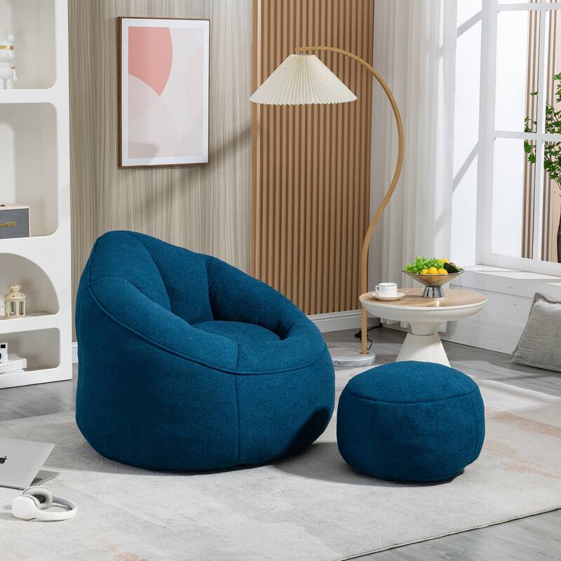 Roomfitters Bedding Bean Bag Sofa Chair - High Pressure Foam Bean Bag Chair for Adults with Padded Foam Padding and Footrest
