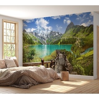 Premium Peel & Stick Wall Mural - Mountain Lake Panorama - Bed Bath ...