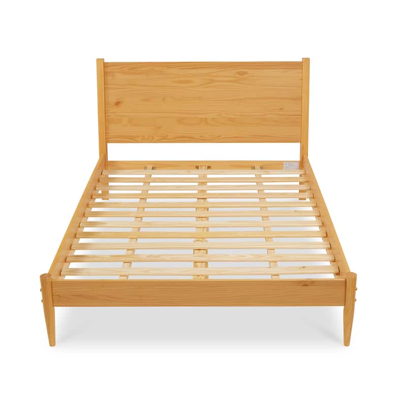 Mid Century Solid Wood Platform Bed Queen Size