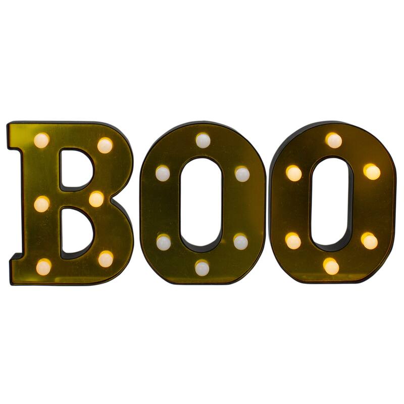 LED Lighted "BOO" Halloween Marquee Sign - 6.5" - Warm White