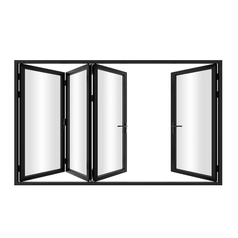 KaMic 120" x 96" 4-Panel Aluminum Patio Folding Door Left to Right-Outswing
