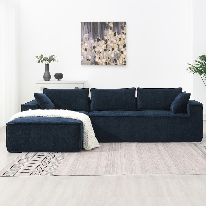 Minimalist Style Modular Sectional Sofa - Dark Blue