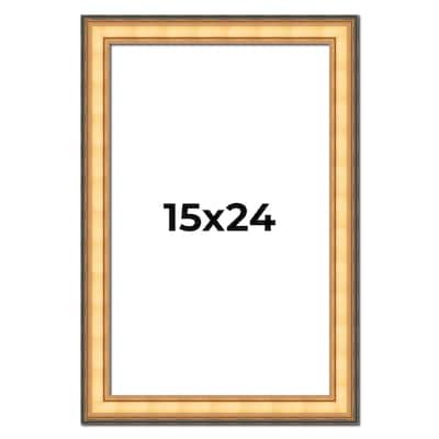 15x24 Frame Gold Plein Aire Solid Wood Picture Frame Width 2 Inches |