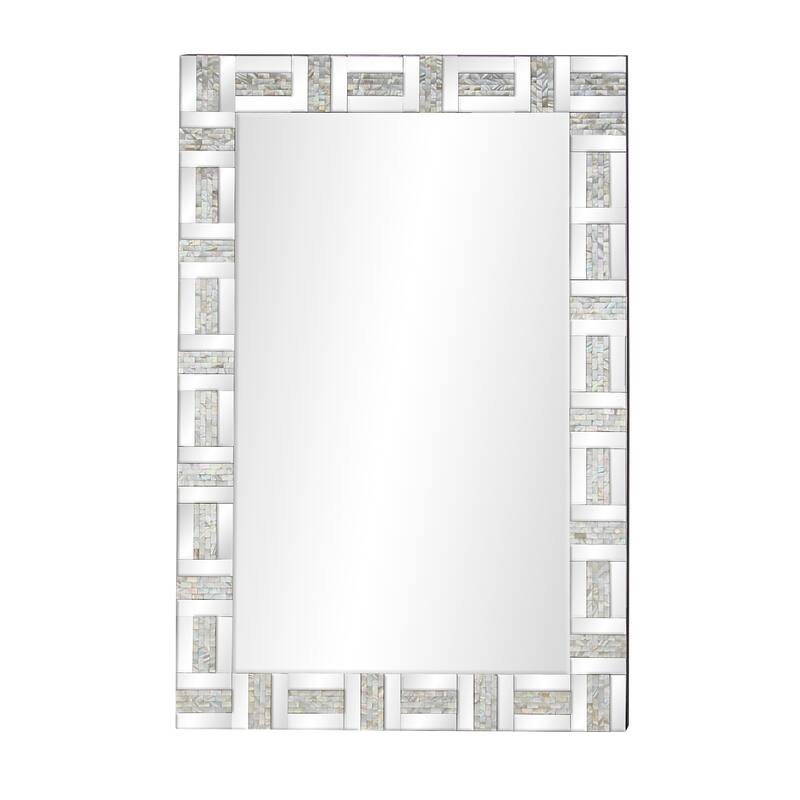 Silver Glass Geometric Room Wall Mirror - 32 x 1 x 47
