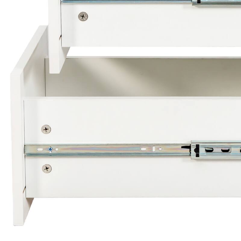 70.87 inch H Display Storage Cabinet 4 Tier Shelf 3 Side Drawers Modern Wooden Tall Bookshelf Living Room