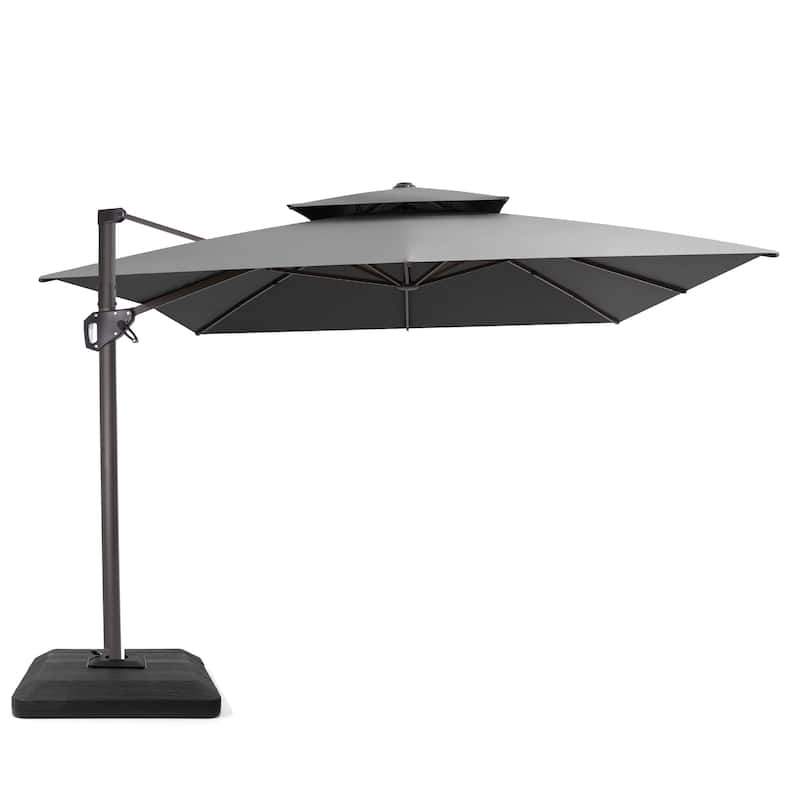 VredHom Patio Outdoor 9 x 11 FT Cantilever-Offset Umbrella with Premium Weight Base - DarkGrey