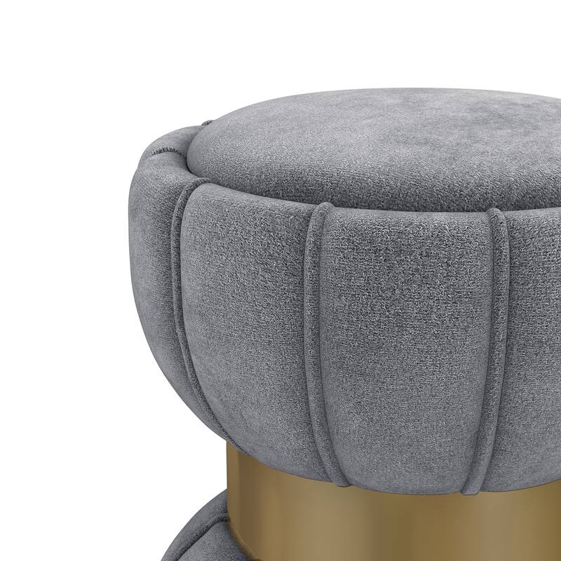 Round Upholstered Ottoman - Grey