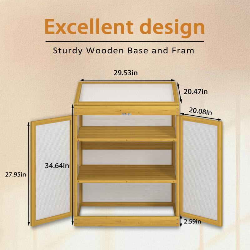 Wooden Cold Frame Mini Greenhouse for Outdoor Garden, 2-Tier Cabinet - wood - Mini Greenhouse