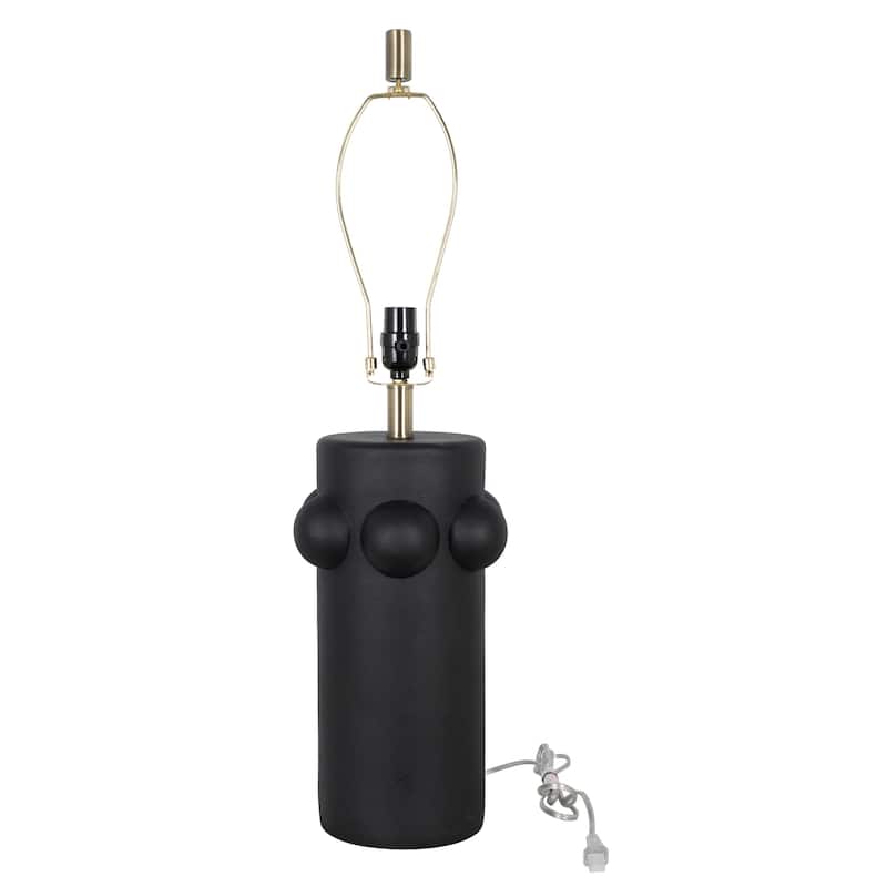 Polyresin 30" Table Lamp with Linen Shade, Black (Set of 2)