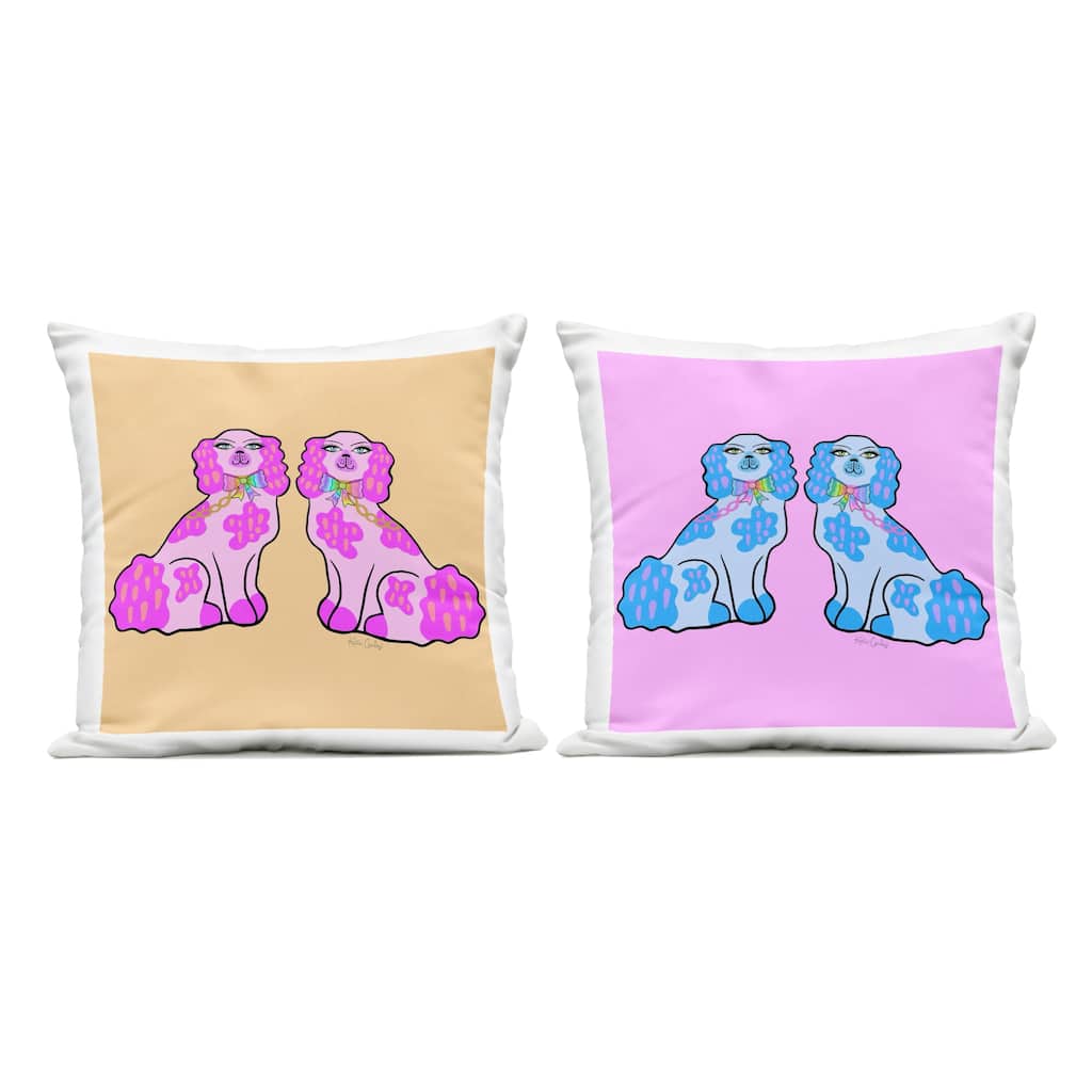 Stupell Bright Whimsy Dog Pairs Printed Outdoor Throw Pillow Design by Katie Conley (Set of 2)