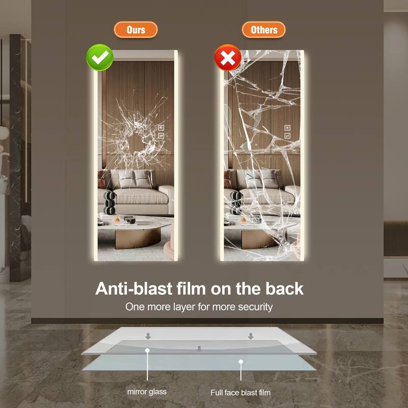Versatile Wall-Mounted Led Mirror with Advanced Features - Silver