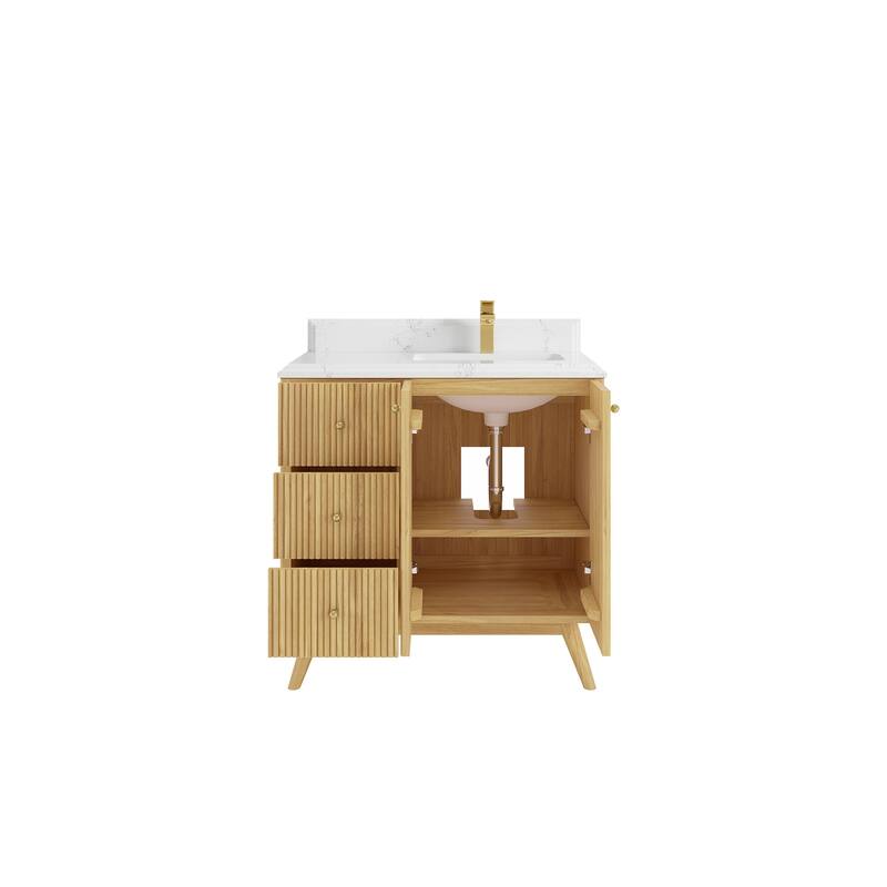 Willow Collections 36 in. W x 22 in. D Pasadena Solid Te Right Offset Sink Bathroom Vanity with Countertop