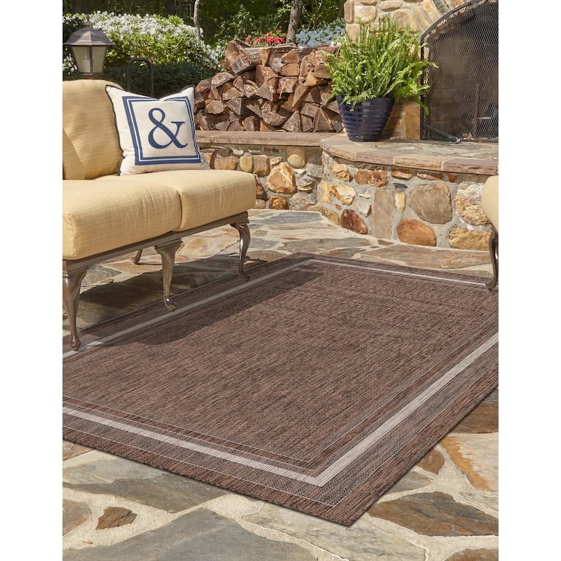 Outdoor Dimension Collection Area Rug - Brown - 4'x6'