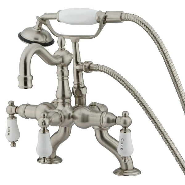 Kingston Brass CC20 Clawfoot Deck Mounted 2-Hole Tub Filler with Corrosion-Resistant Finish - Satin Nickel
