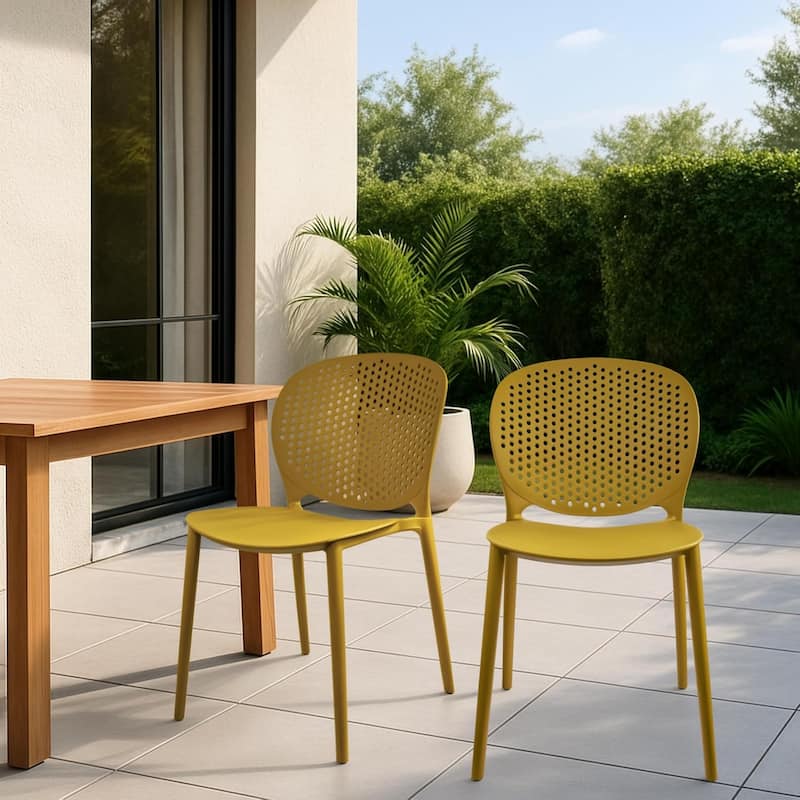 Armless Stacking Molded Matte Dining Side Chairs Patio Indoor Outdoor Kitchen Bedroom Set of 2